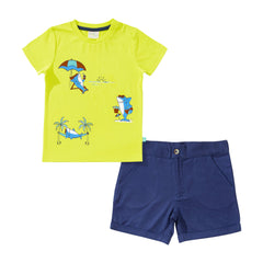 Cool Shark Printed Tee & Shorts Set for Toddler Boys