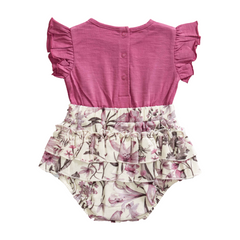 Flutter Floral Cap Sleeve Onesie for Baby Girls - Mauve