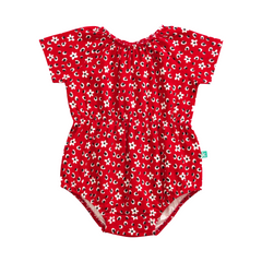 Blooming Half Sleeve Onesie for Baby Girls - Red