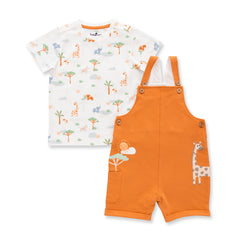 Organic Safari Toddler T-Shirt & Dungaree Set – Mustard