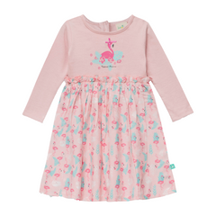 Pink Flamingo Full Sleeve Flair Dress for Toddlers