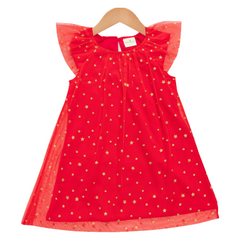 Elegant Red Starry Tulle Sleeveless Dress for Toddler