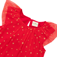 Elegant Red Starry Tulle Sleeveless Dress for Toddler