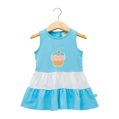Cupcake Tiered Skirt Dress for Toddlers - Blue