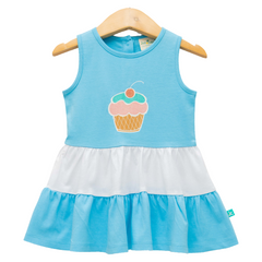 Cupcake Tiered Skirt Dress for Toddlers - Blue