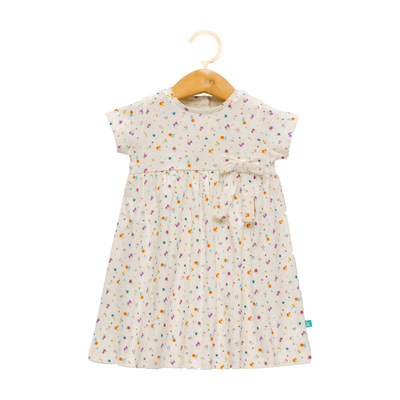 Elegant Floral Flair Dress with Bow for Toddlers