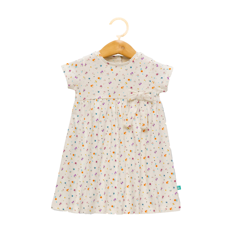Elegant Floral Flair Dress with Bow for Toddlers