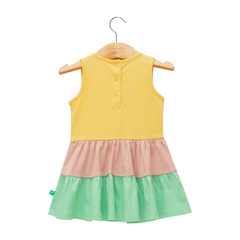 Adorable Sleeveless Tiered Dress with Butterfly Embroidery