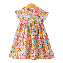 Charming Floral Multicolor Dress with Bow for Toddlers