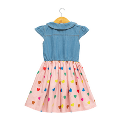 Stylish Collared Denim Flair Dress for Toddlers