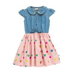 Stylish Collared Denim Flair Dress for Toddlers
