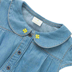 Stylish Collared Denim Flair Dress for Toddlers