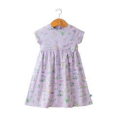 Rabbit Flair Dress with Bow for Toddler - Lavender