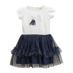 Stunning Navy Ruffle Tulle Flair Dress for Toddlers
