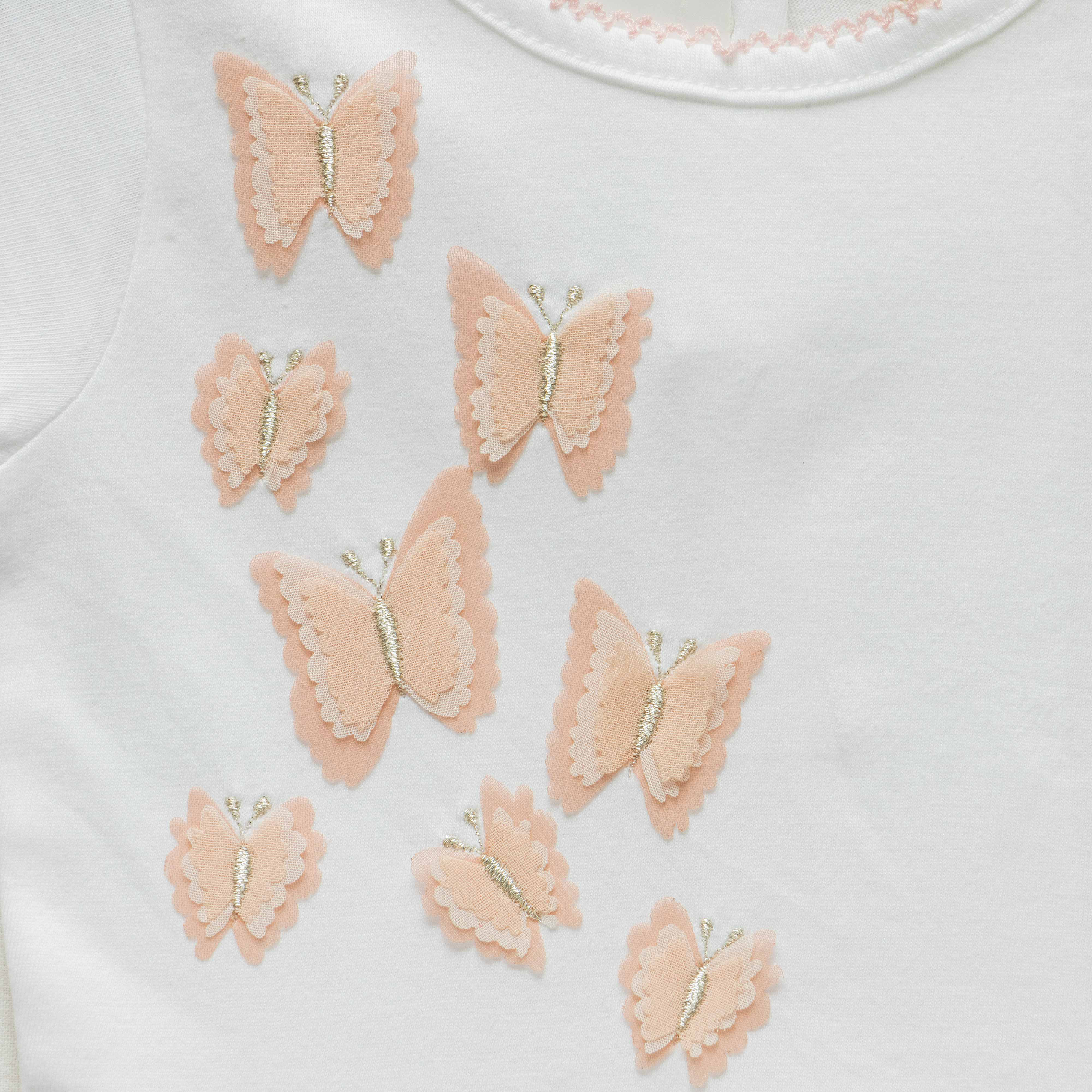 Elegant Peach Butterfly Tulle Flair Dress for Toddler