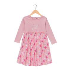 Adorable Pink Butterfly Full Sleeve Flair Dress for Toddler
