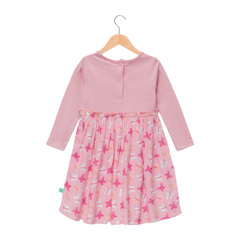 Adorable Pink Butterfly Full Sleeve Flair Dress for Toddler