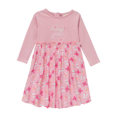 Adorable Pink Butterfly Full Sleeve Flair Dress for Toddler