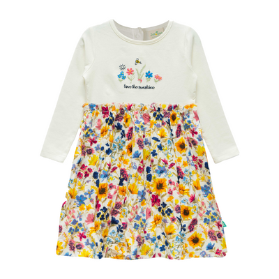 Charming Floral Full Sleeve Flair Dress for Toddler