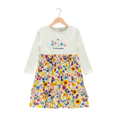Charming Floral Full Sleeve Flair Dress for Toddler