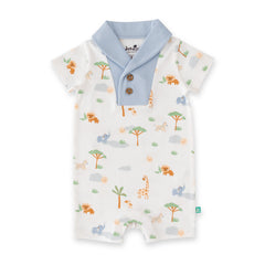 Organic Safari Adventure Baby Romper – Short Sleeve