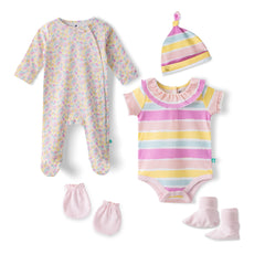 Organic Baby Girls’ Floral & Striped 6-Piece Gift Set