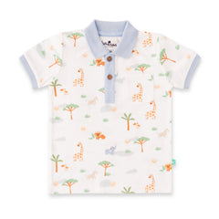 Organic Safari Print Toddler Polo Shirt