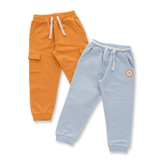 Organic Toddler Jogger Pants – 2-Pack (Blue & Mustard)