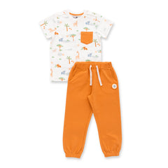 Organic Safari Print Toddler T-Shirt & Jogger Set – Mustard