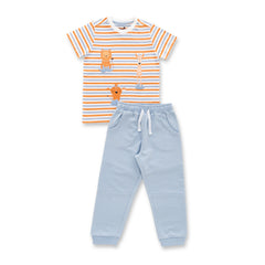 Organic Striped Safari Toddler T-Shirt & Jogger Set – Blue