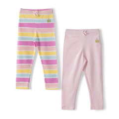 Organic Toddler Girls’ 2-Pack Soft Cotton Leggings – Striped & Solid