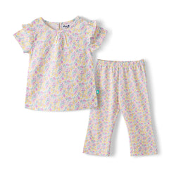 Organic Toddler Girls’ Floral Ruffle Sleeve Top & Flared Pants Set