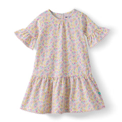 Organic Toddler Girls’ Floral Ruffle Sleeve Tiered Dress