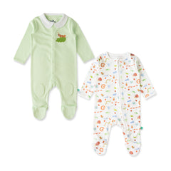 Moonbeam Duo Organic Sleepsuits – 2 Pack for Baby Girls