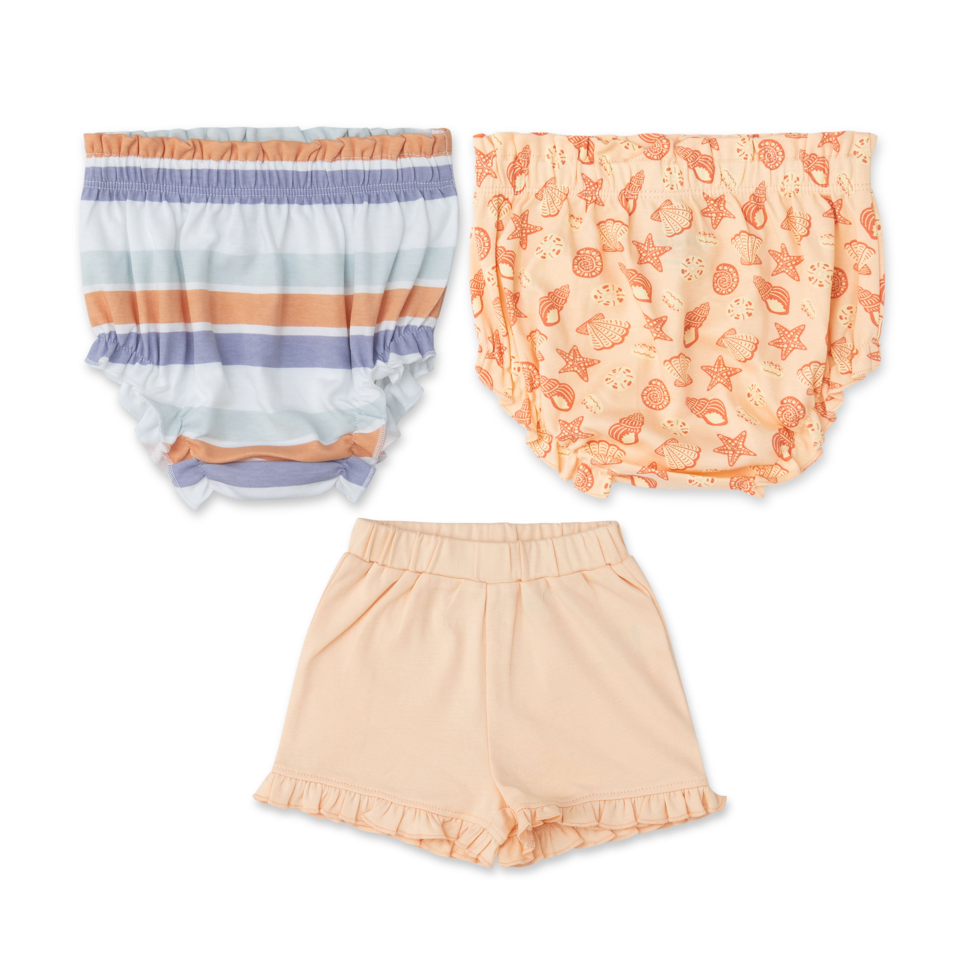 SunnyTwirl Organic Cotton Shorts – 3-Pack for Baby Girls