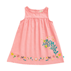 Full Sleeve Peter Pan Pinafore Dress for Toddler Girls - Pink