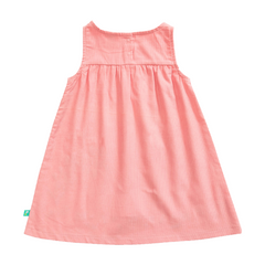 Full Sleeve Peter Pan Pinafore Dress for Toddler Girls - Pink