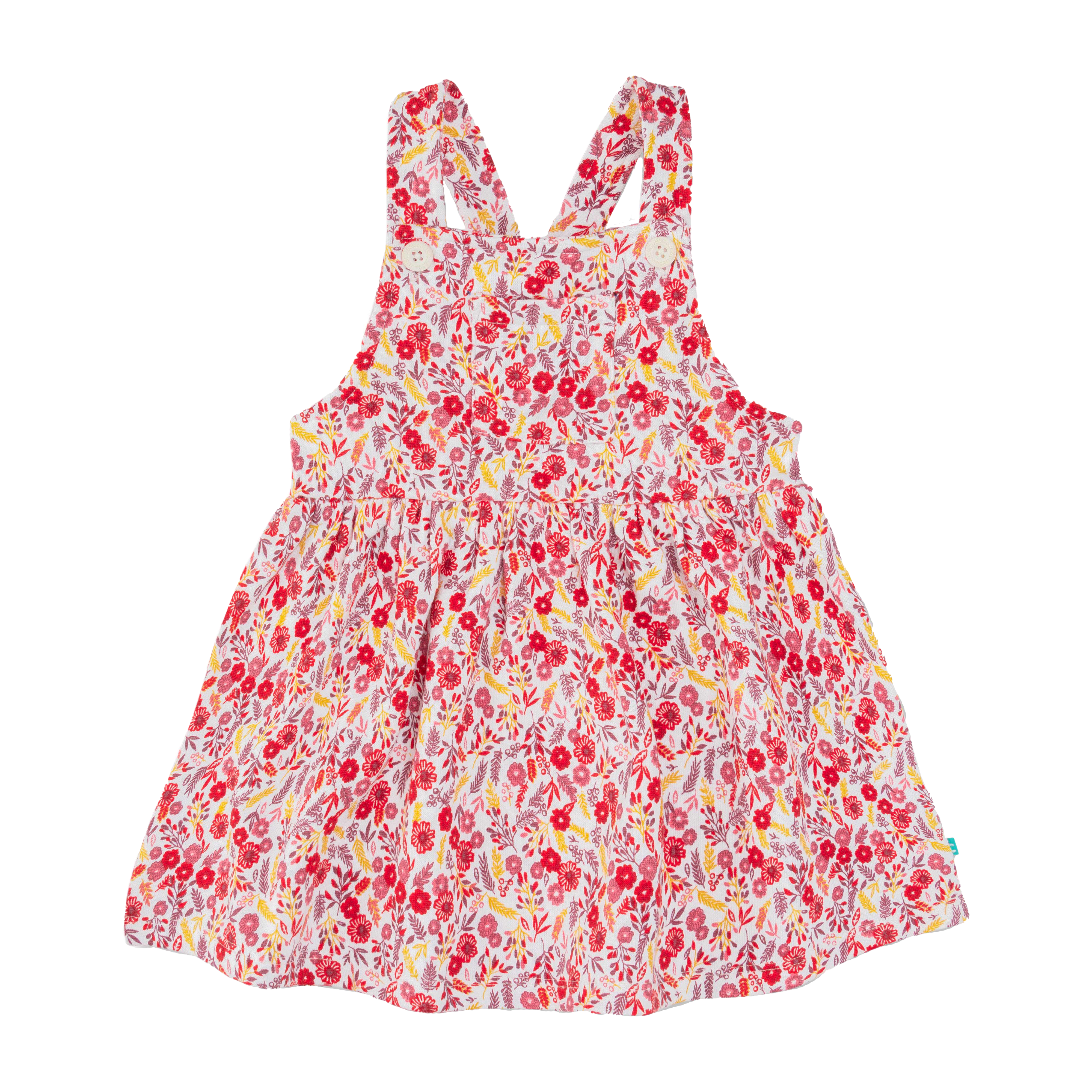 Full Sleeve Floral Pinafore Set for Toddler Girls