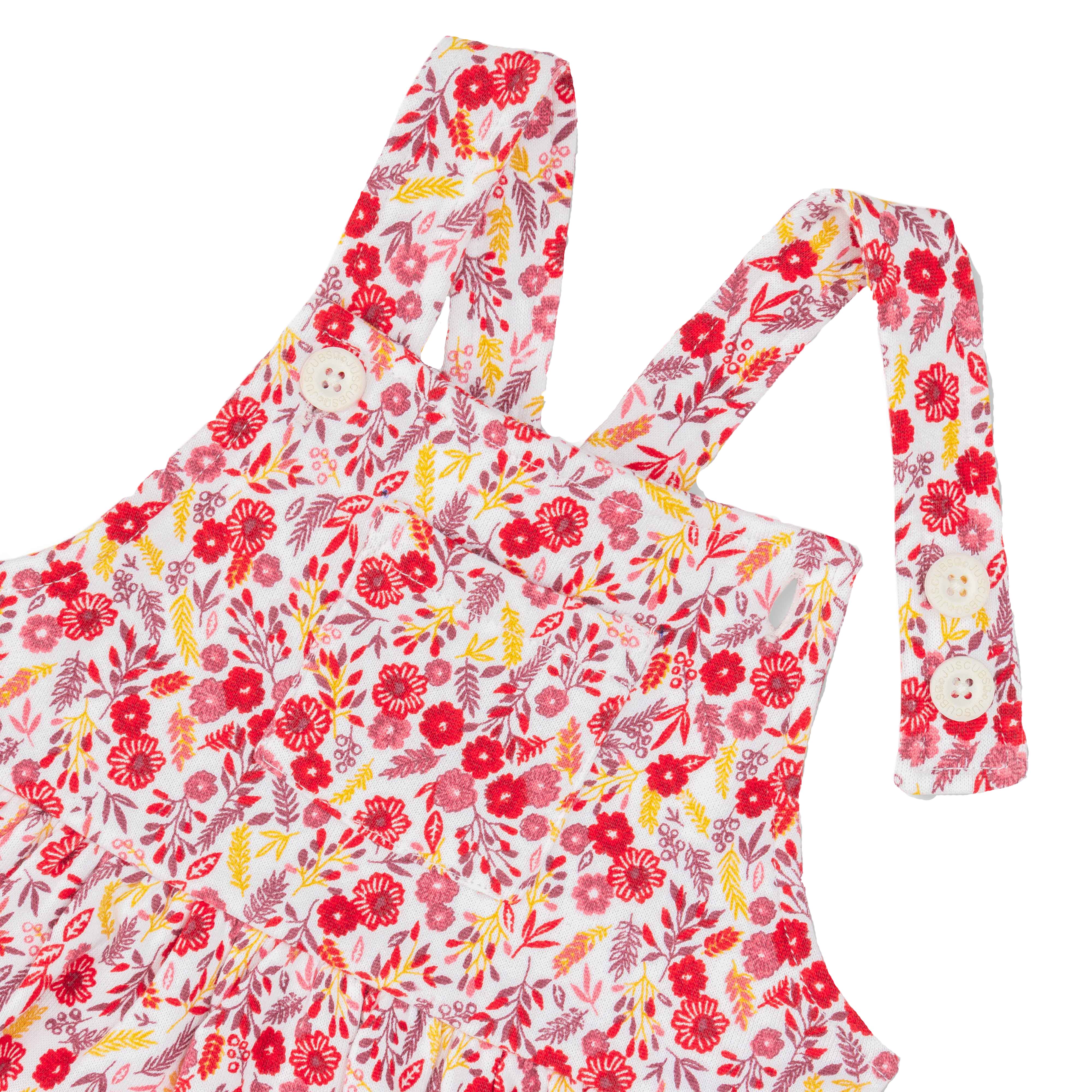 Full Sleeve Floral Pinafore Set for Toddler Girls