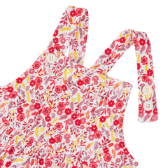 Full Sleeve Floral Pinafore Set for Toddler Girls