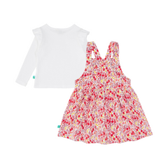 Full Sleeve Floral Pinafore Set for Toddler Girls