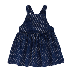 Full Sleeve Polka Pinafore Set for Toddler Girls