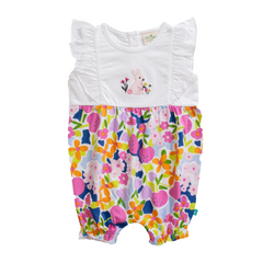 Colorful Ruffled Bunny Romper for Baby Girls