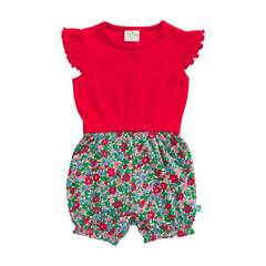 Flutter Floral Cap Sleeve Romper for Baby Girls