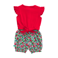Flutter Floral Cap Sleeve Romper for Baby Girls
