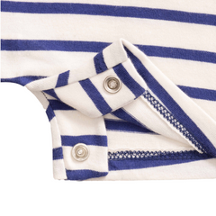 Half Sleeve Striped Romper for Baby Boys - Navy