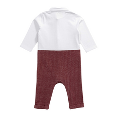 Gentleman Waistcoat Bowtie Romper for Baby Boys - Maroon