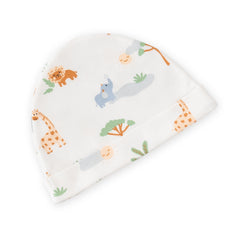 Organic Safari Baby Essentials Set – 5-Piece (Sleeper, Bodysuit, Hat, Mittens & Booties)