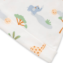 Organic Safari Baby Essentials Set – 5-Piece (Sleeper, Bodysuit, Hat, Mittens & Booties)
