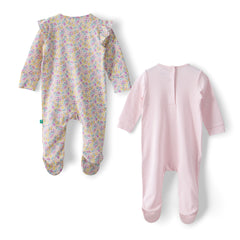 Organic Baby Girls’ Footed Sleepsuit Set – 2-Pack